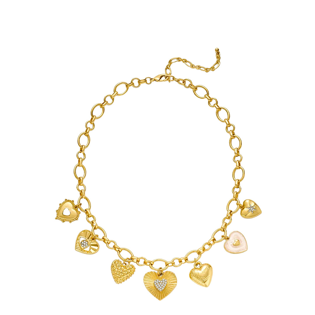 18K Gold Heart Charm Love Necklace