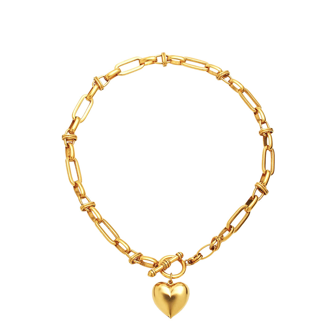 18K Gold Heart Drop Italian Necklace