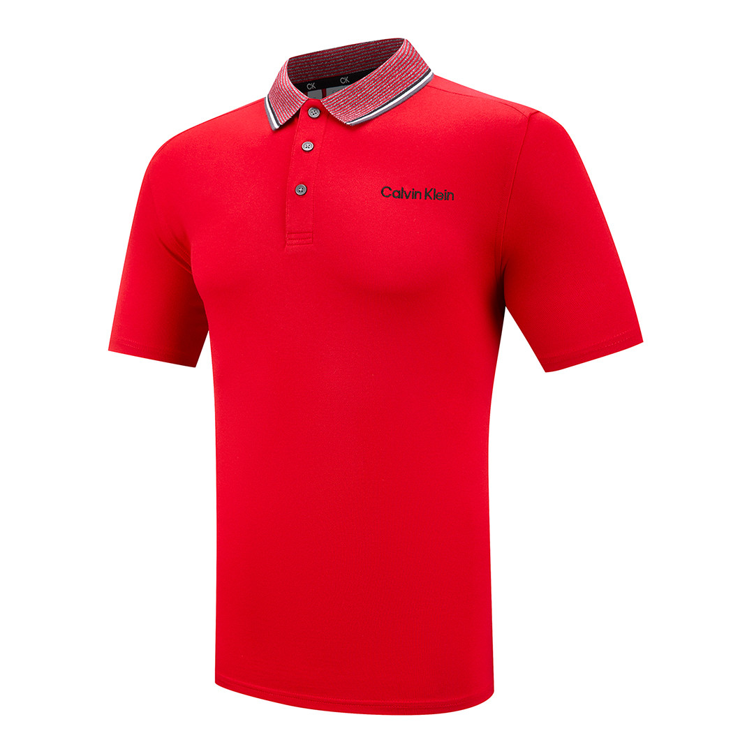 Red Calvin Klein Tipped Collar Polo