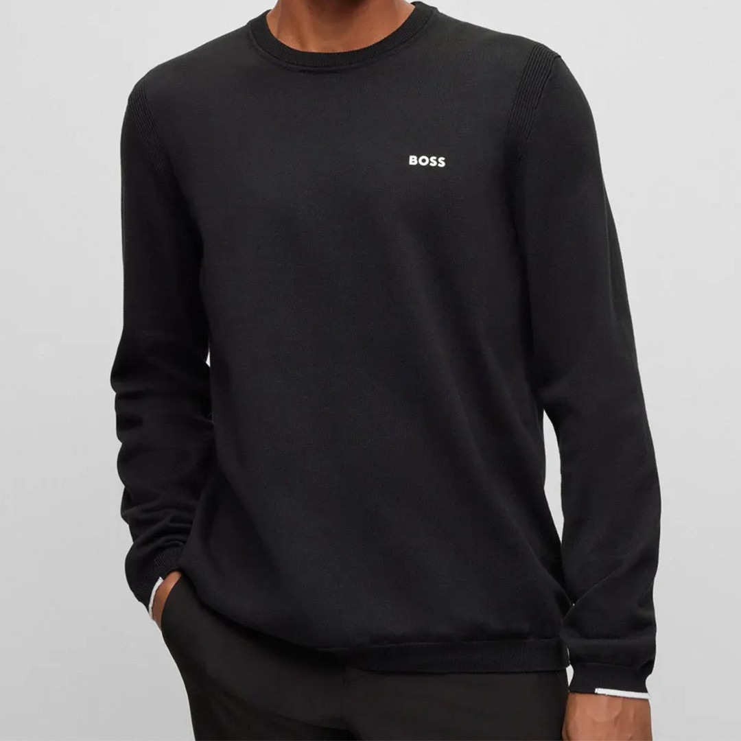 Black Cotton Blend Knit Jumper