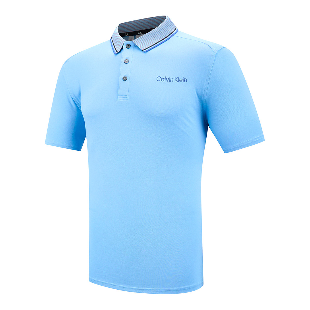 Sky Blue Calvin Klein Tipped Collar Polo