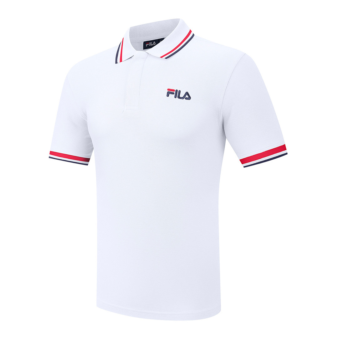 White FILA Cotton Tipped Collar Logo Polo