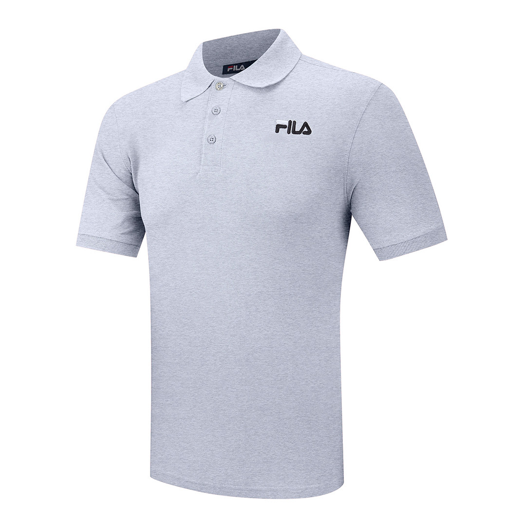 Light Grey FILA Cotton Logo Polo