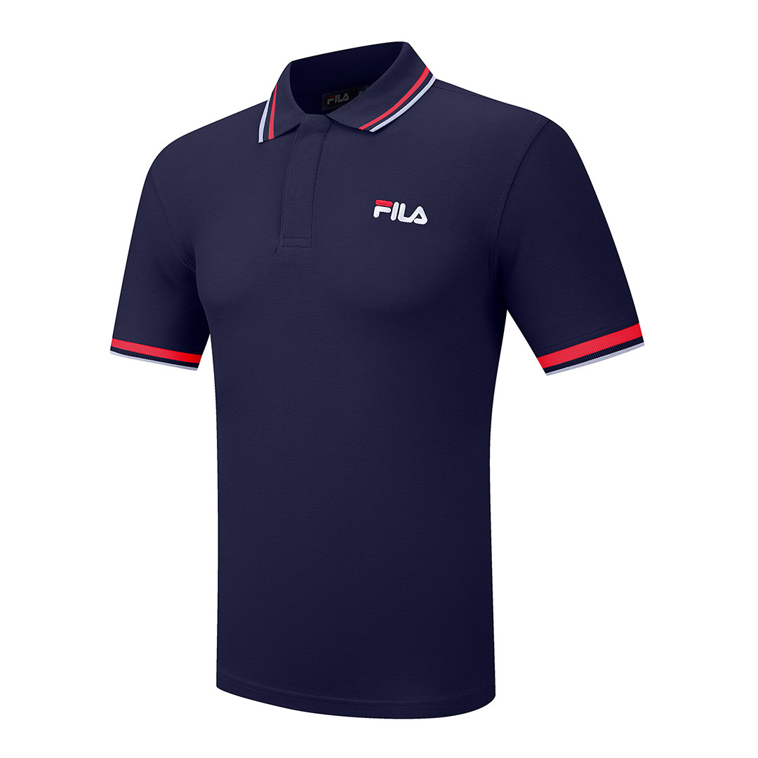 Navy FILA Cotton Tipped Collar Logo Polo