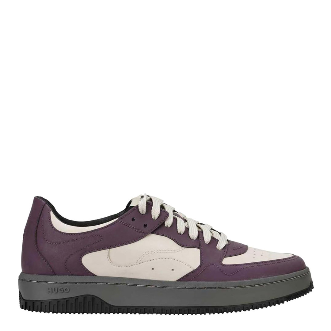 Purple/Cream Lace Up Panelled Trainers