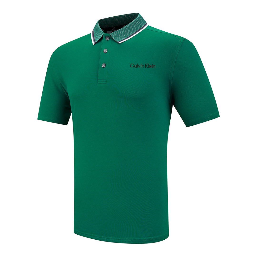 Green Calvin Klein Tipped Collar Polo