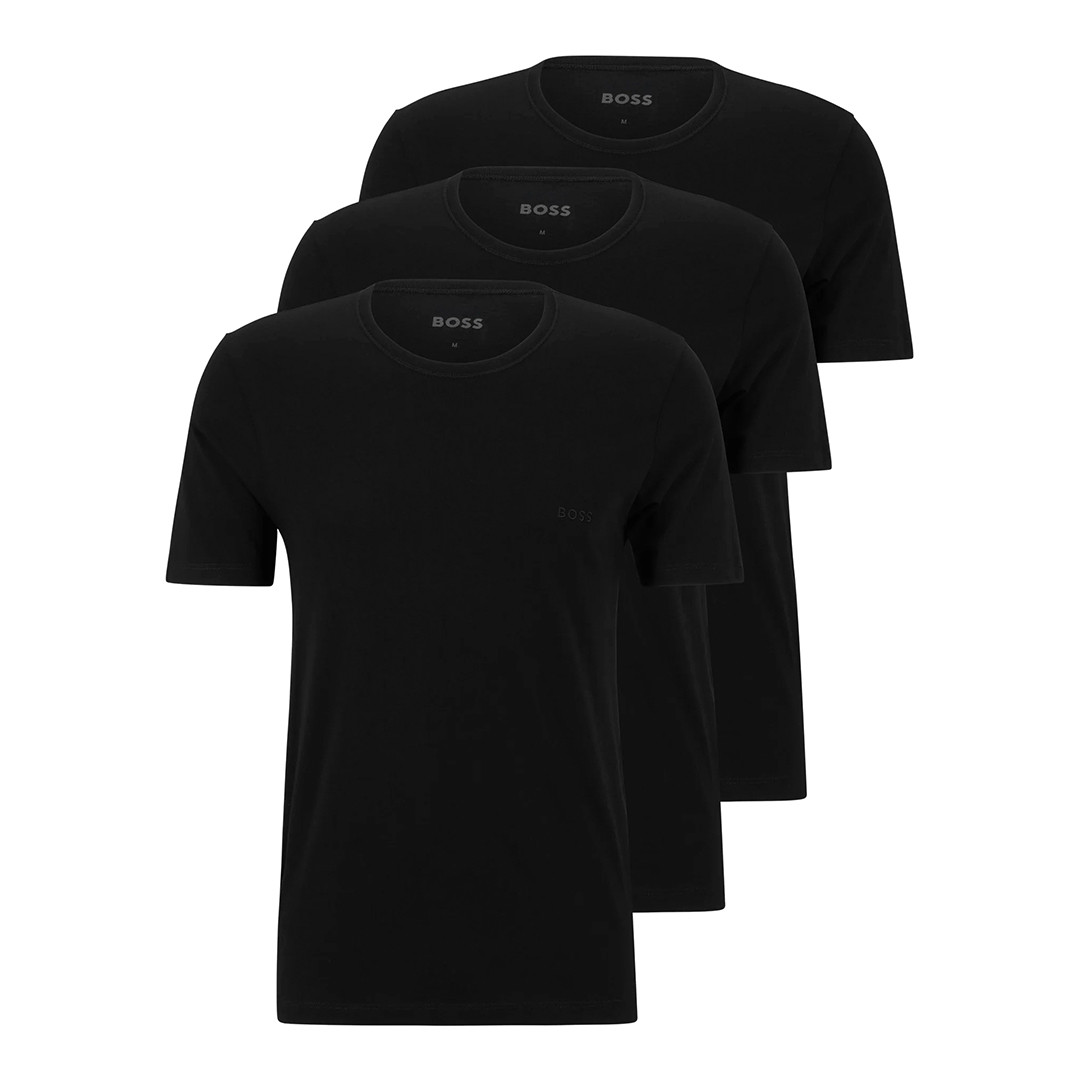 Black 3 Pack Crew Neck Cotton T-Shirt