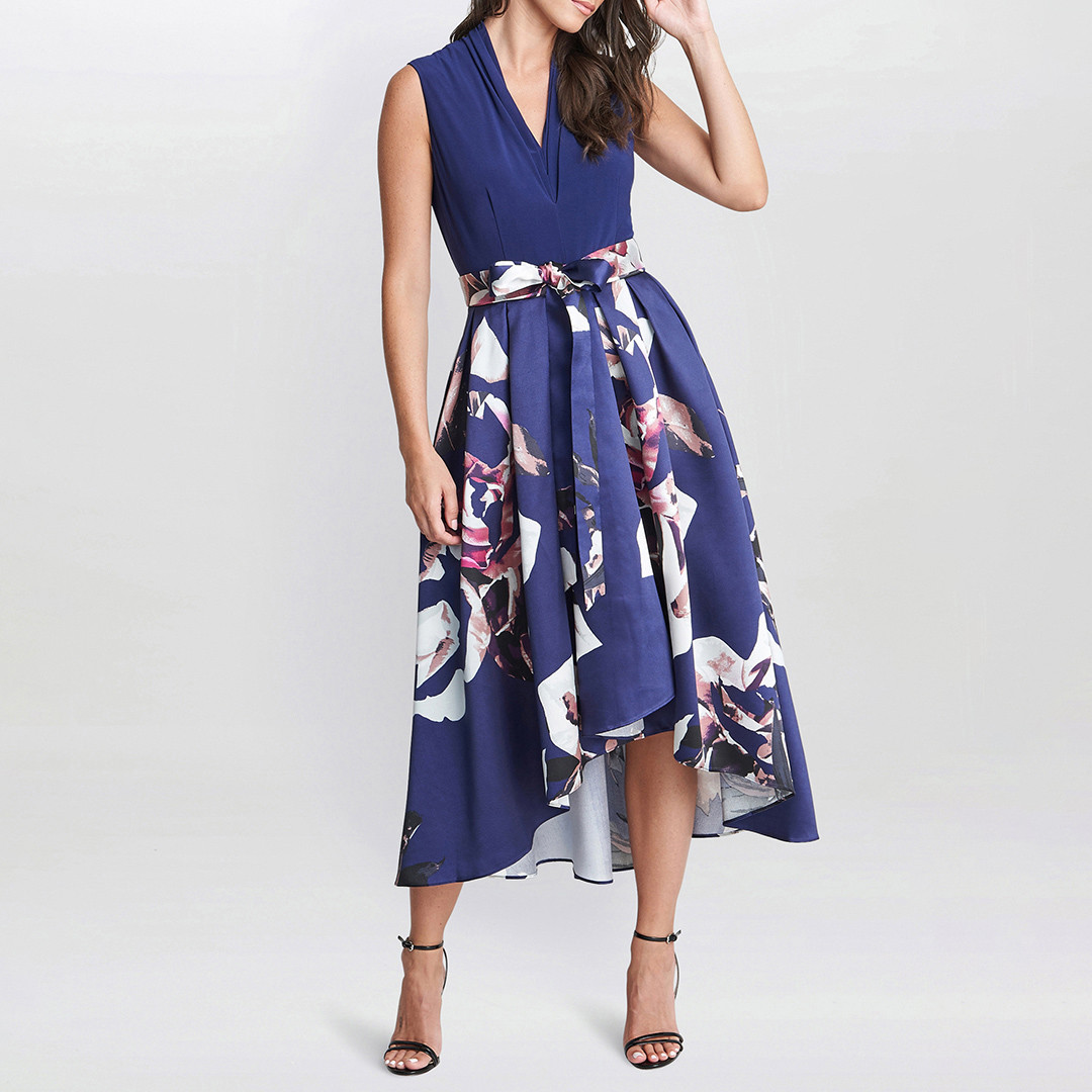 Megan Sleeveless Floral High Low Dress