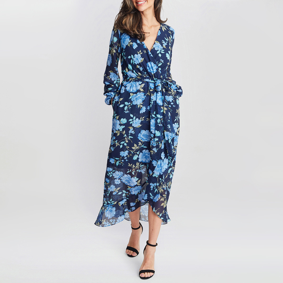 Norma Printed Maxi With Tulip Overlay And Tie Belt