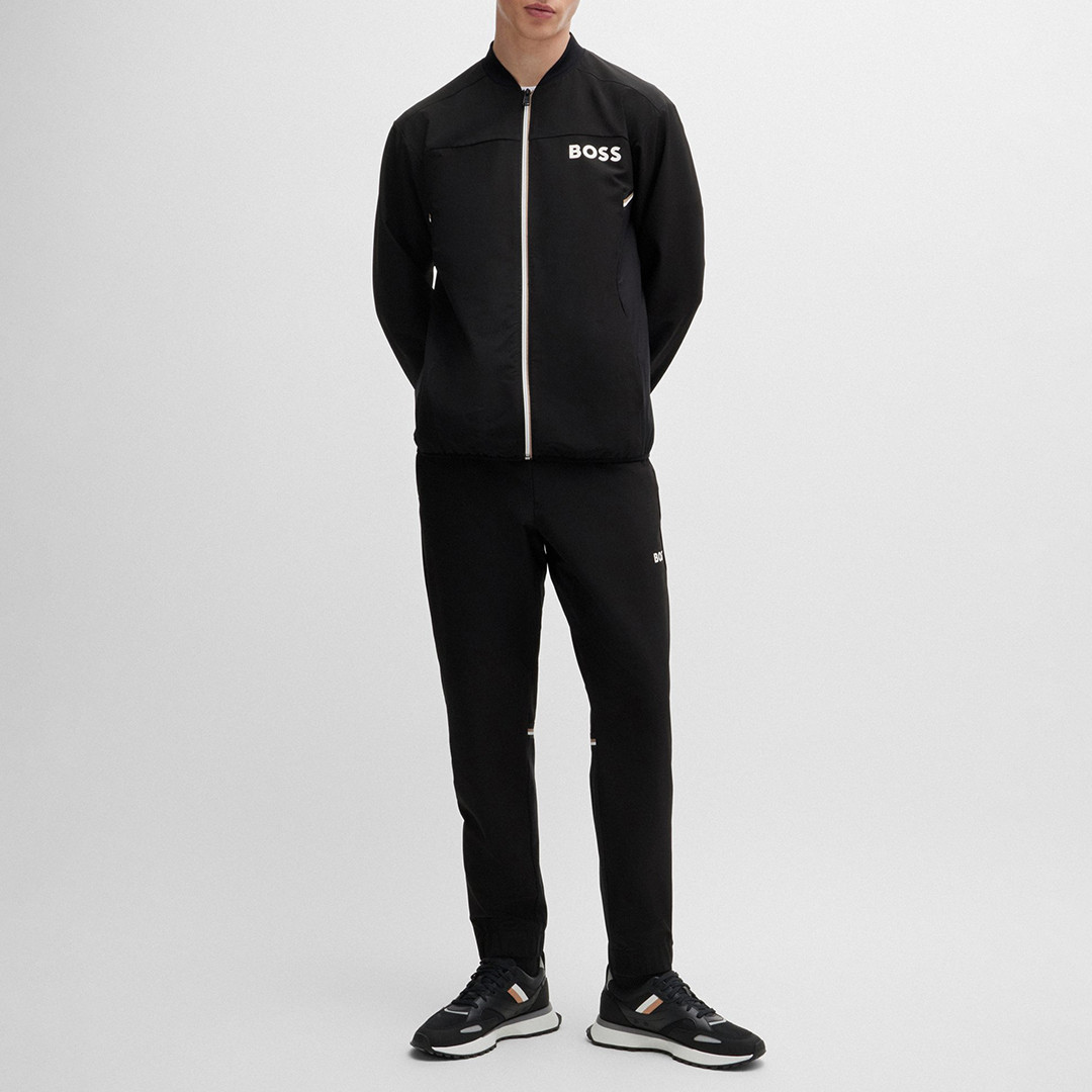 Black Rounded Zip Tracksuit