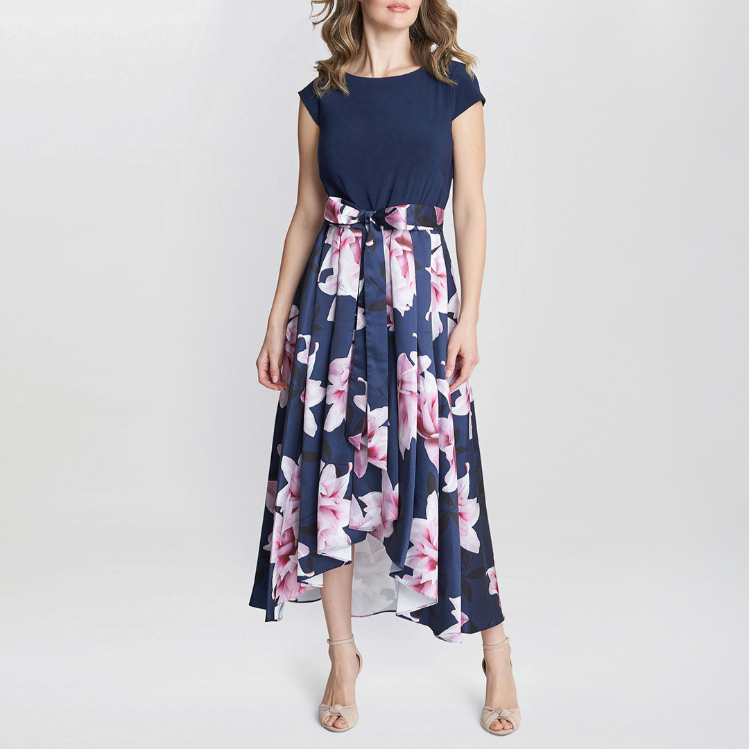 Billie Printed High Low Dress With Tie Belt