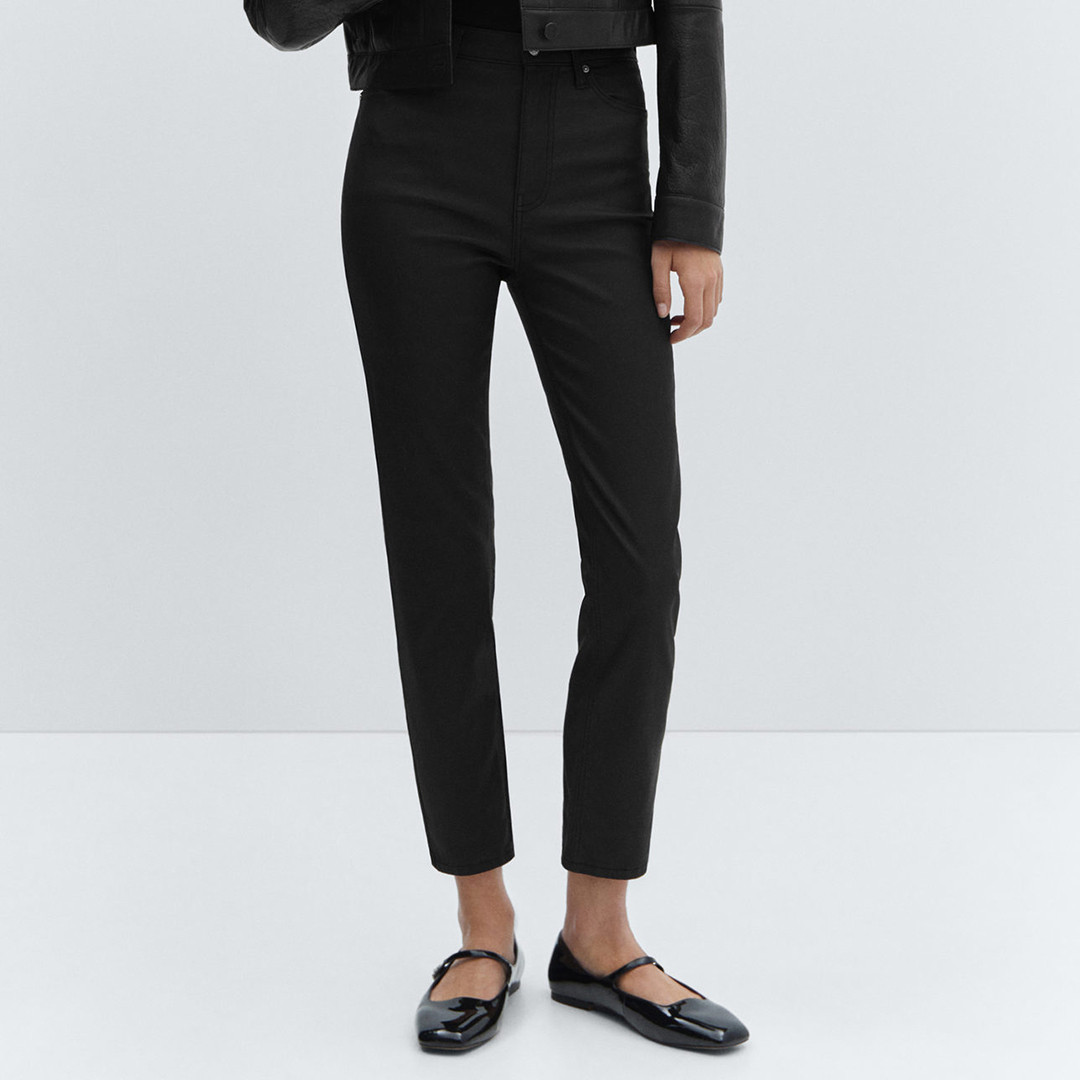 Black Claudia Waxed Slim-Fit Crop Jeans