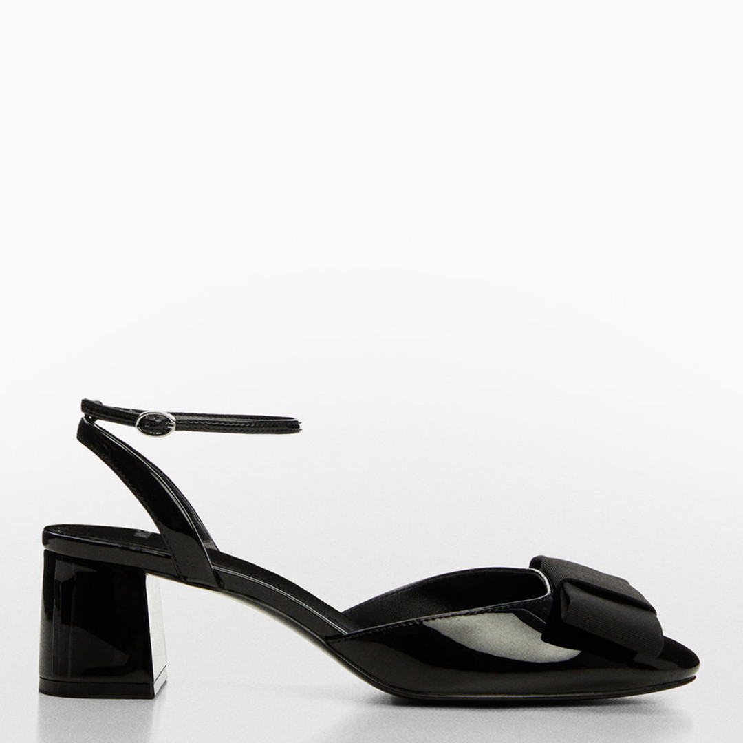 Black Megan Bow Heeled Shoes