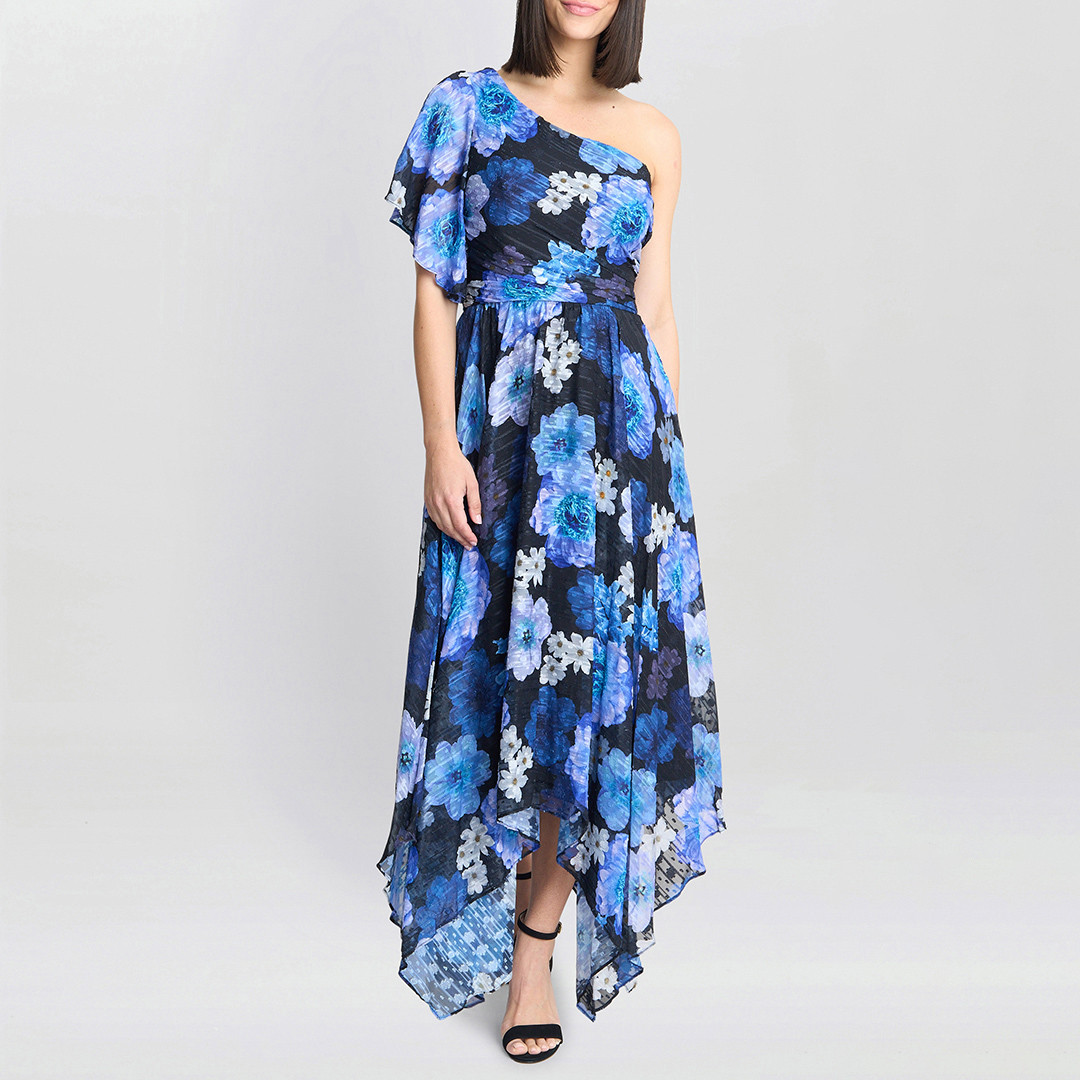 Briana One Shoulder Floral Print Dress