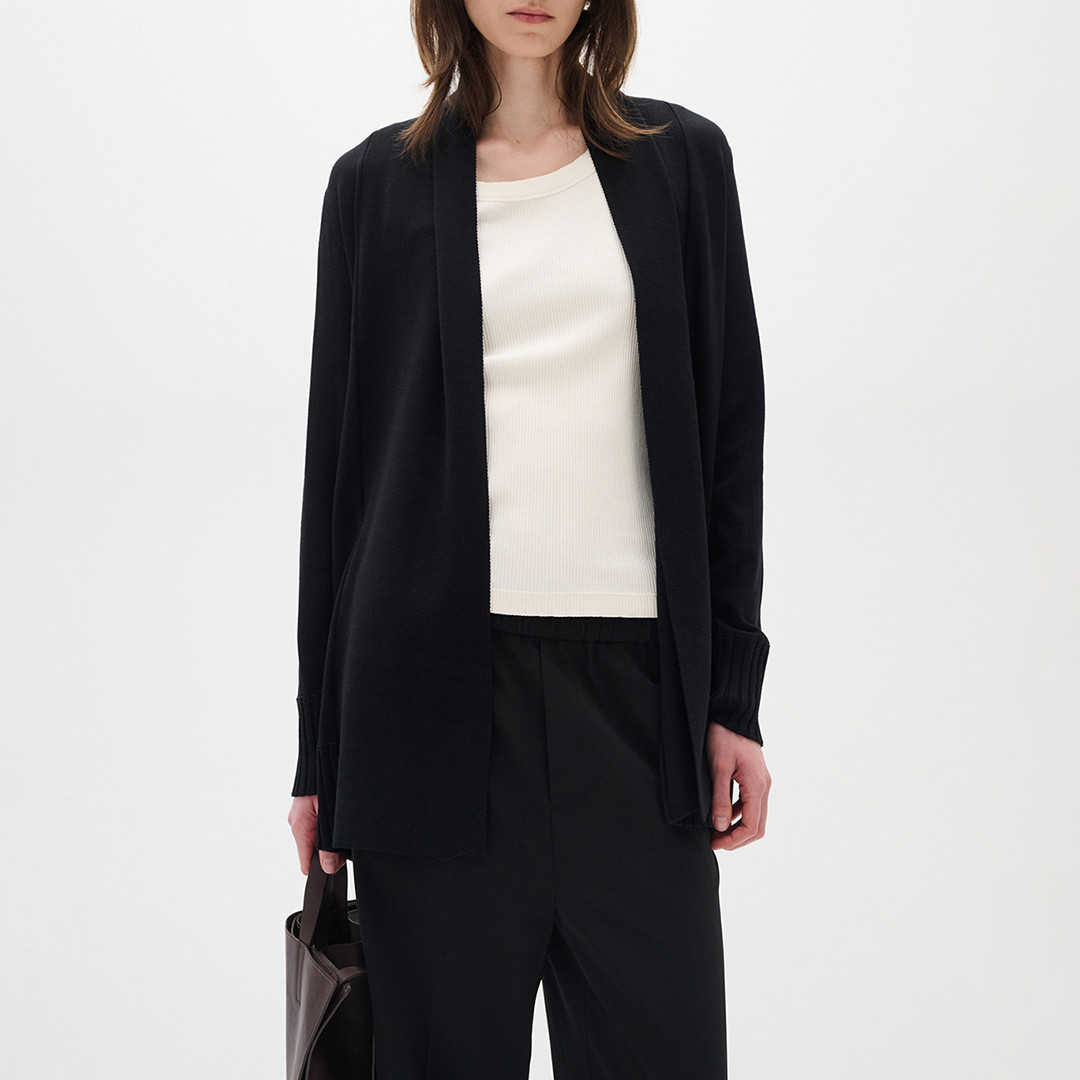 Black Midley Drape Cardigan