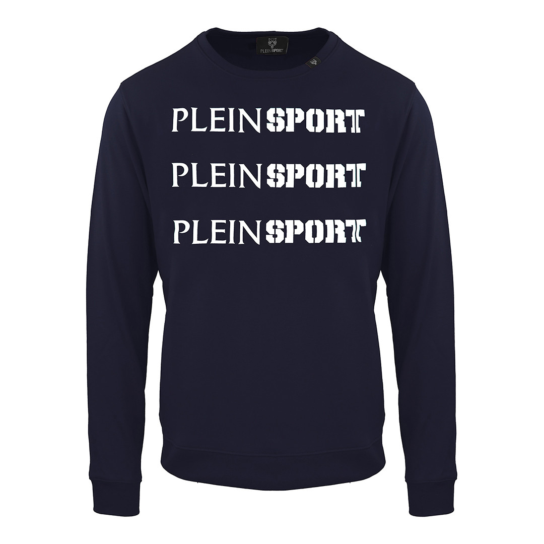 Navy Crew Neck Text Logo Sweatshirt