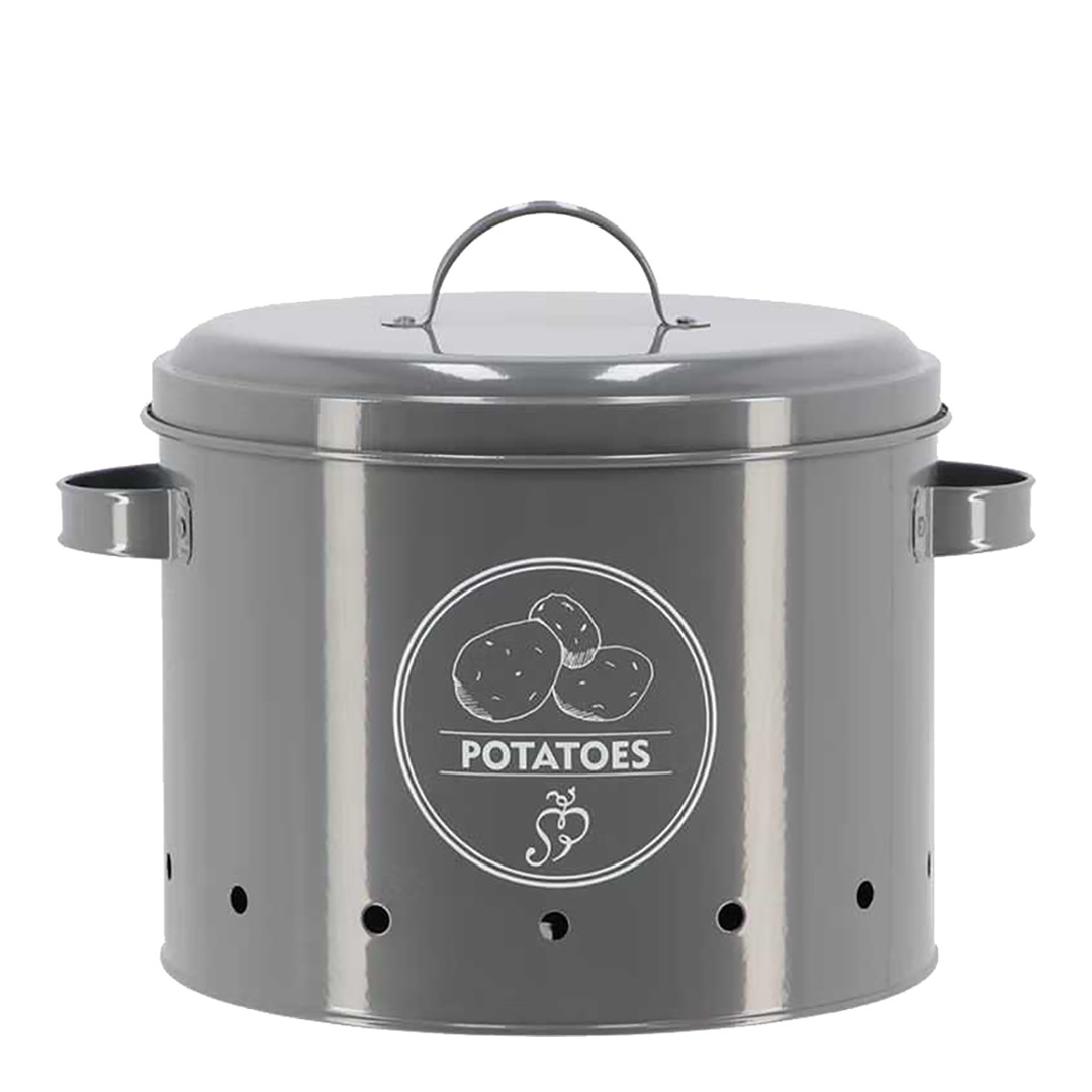 Potato Storage Tin Grey