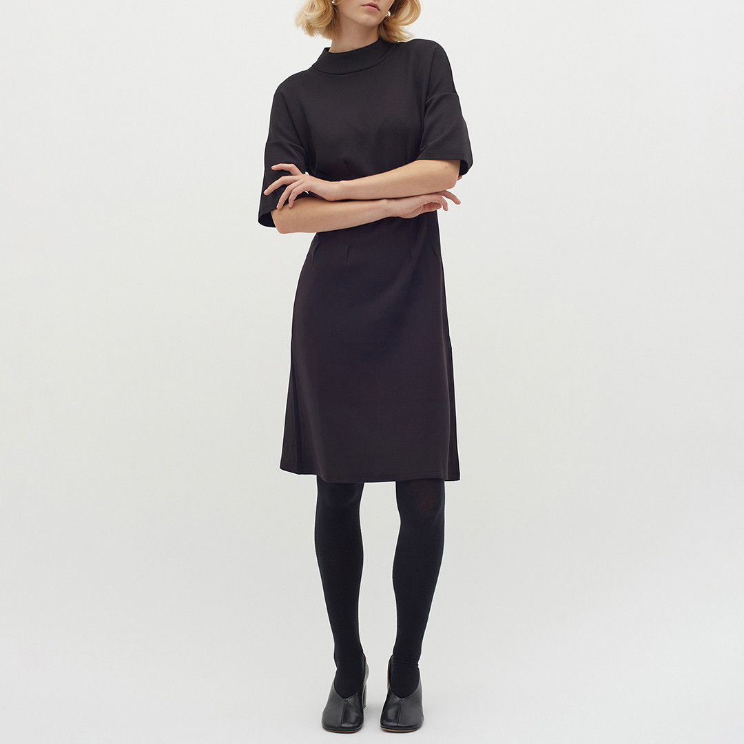 Black Gincent Mock Neck Midi Dress