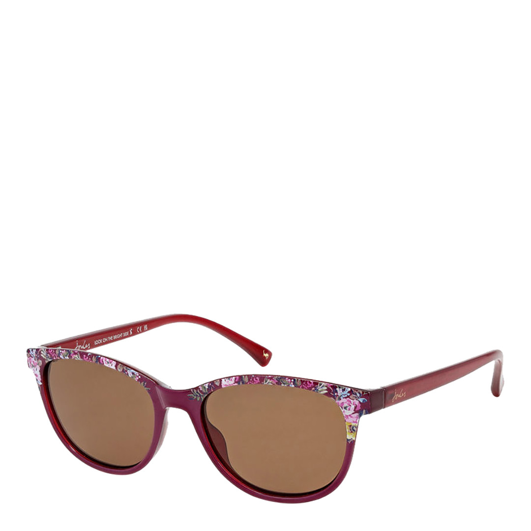 Buttermere Burgundy Floral/Brown Lens Joules Women′s Sunglasses