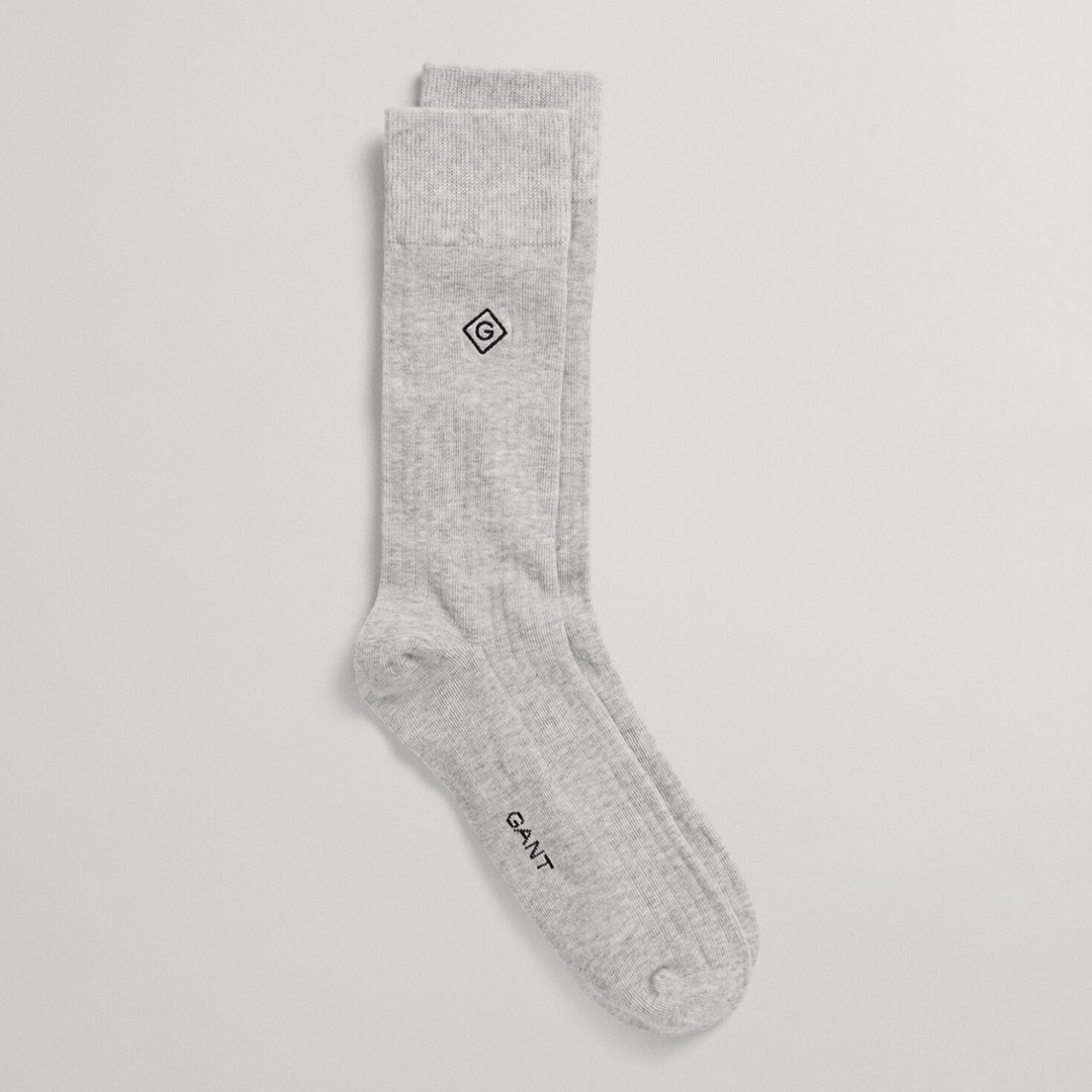 Grey Ribbed Diamond G Socks