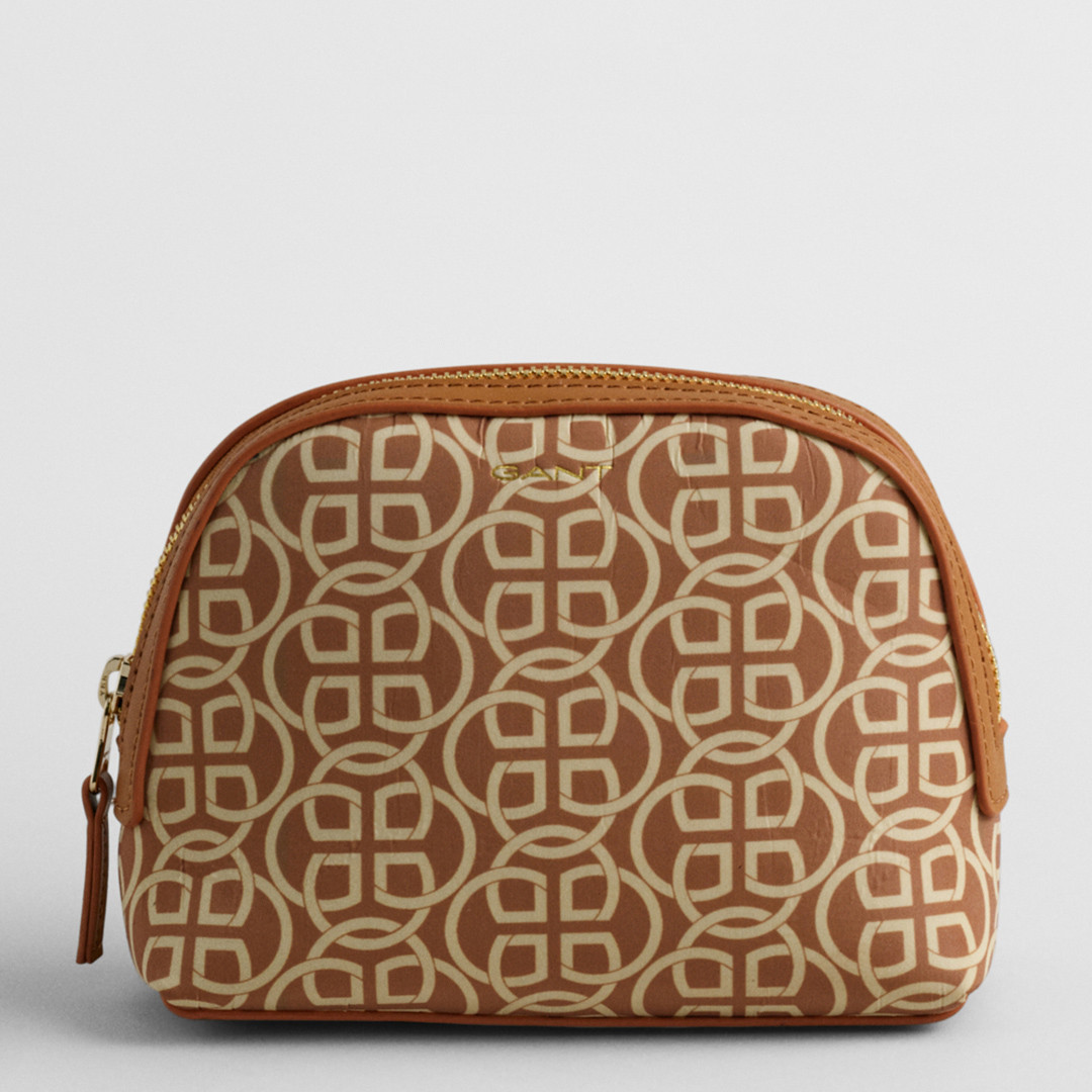 Beige G Pattern Fabric Make Up Bag