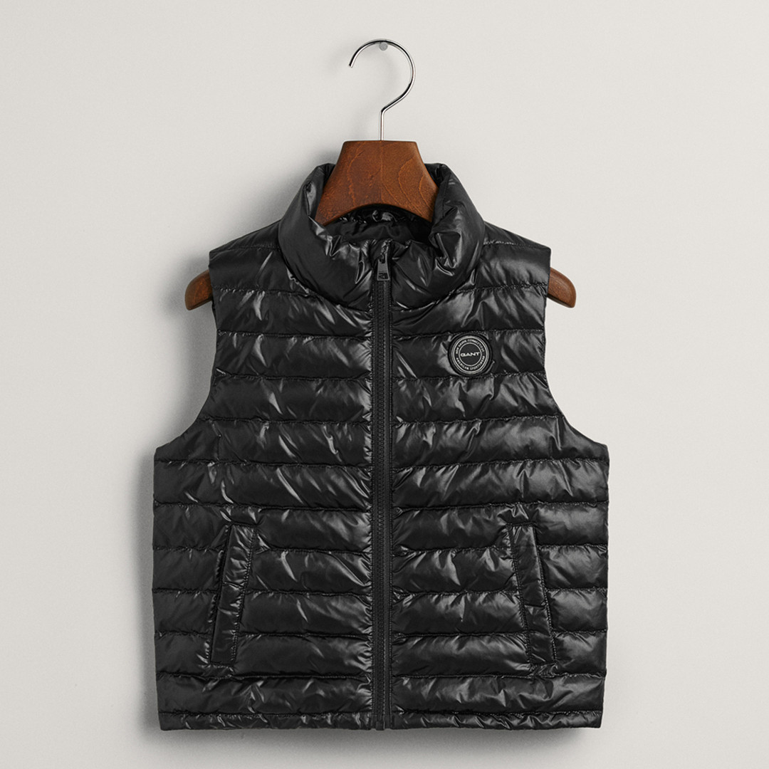 Black Shiny Light Padded Down Gilet