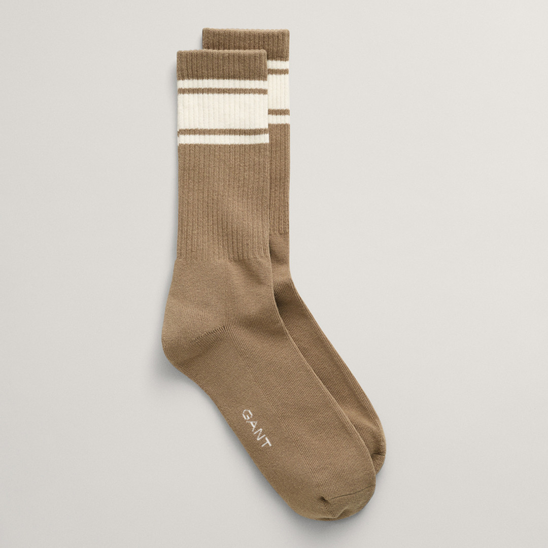 Beige Striped Sport Socks