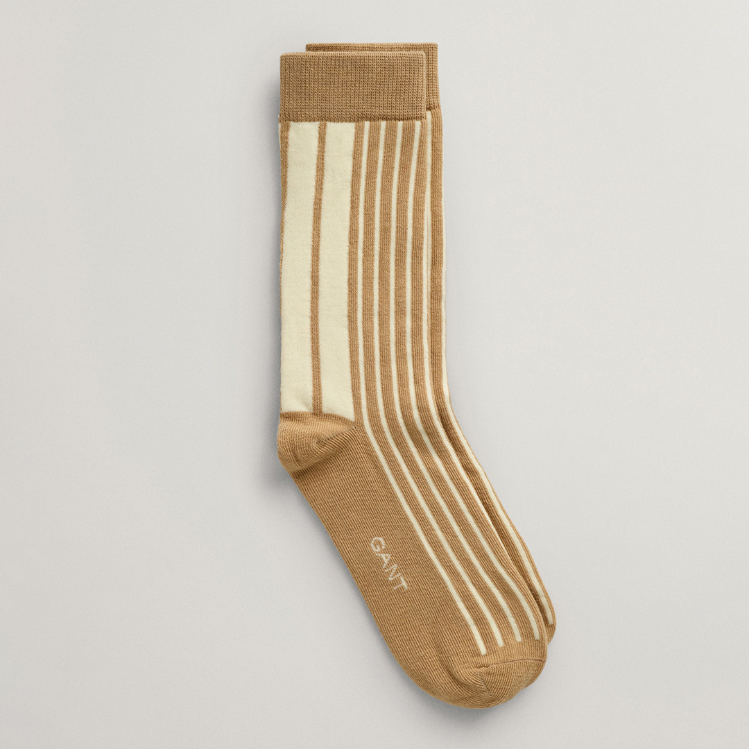 Beige and White Stripe Socks