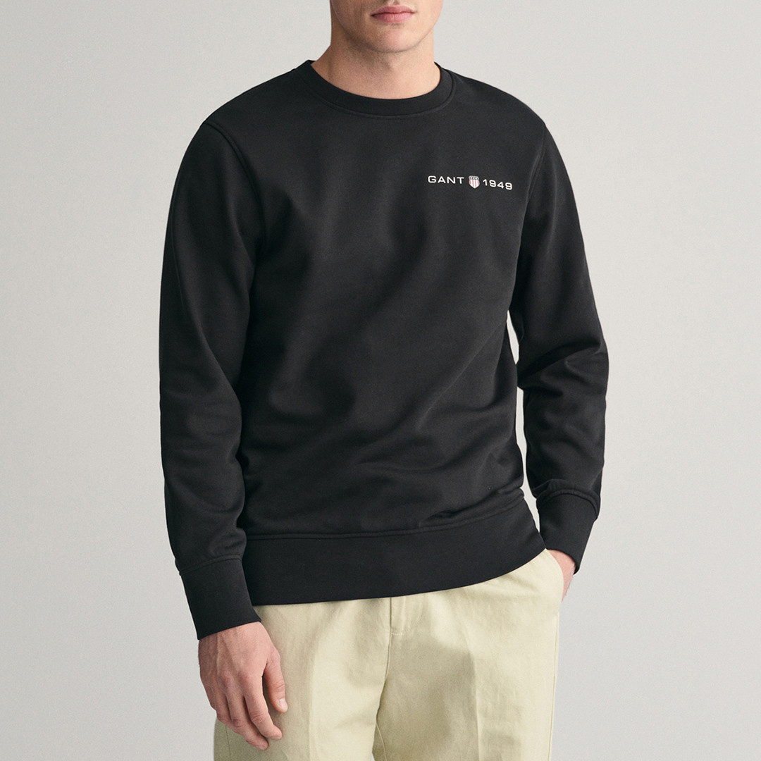 Black Printed Graphic Crew Neck Sweatshirt