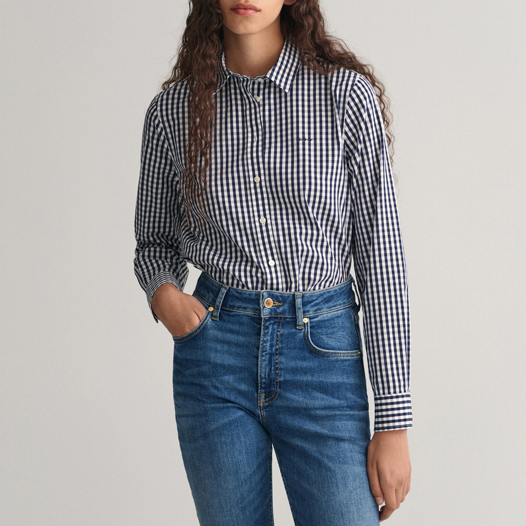 Blue Gingham Regular Poplin Shirt