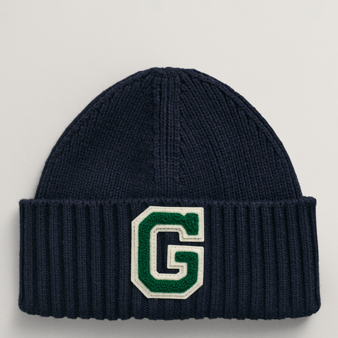 Blue G Badge Rib Knit Beanie