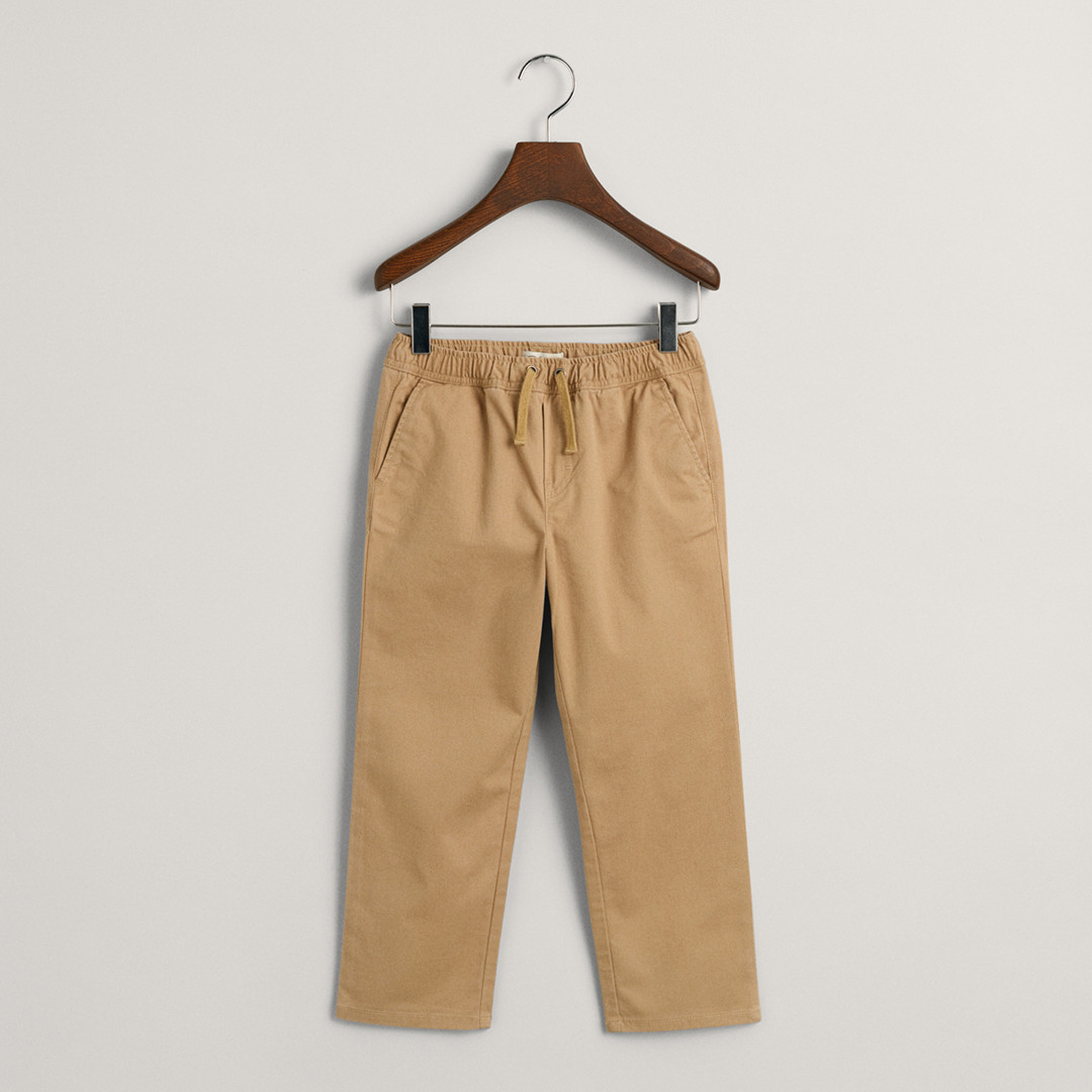 Beige Woven Pull On Trousers