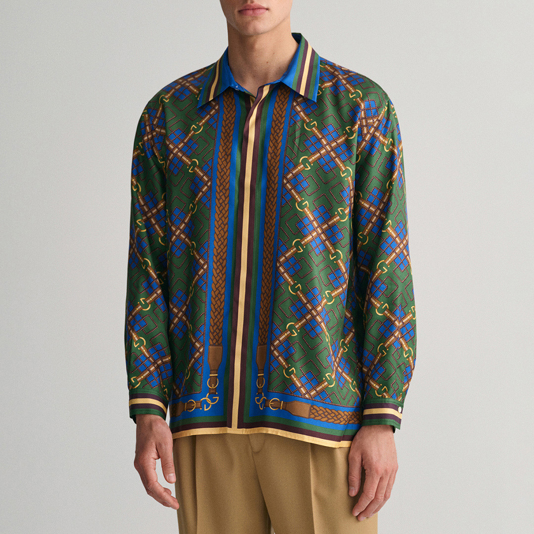 Green Medallion Silk Shirt