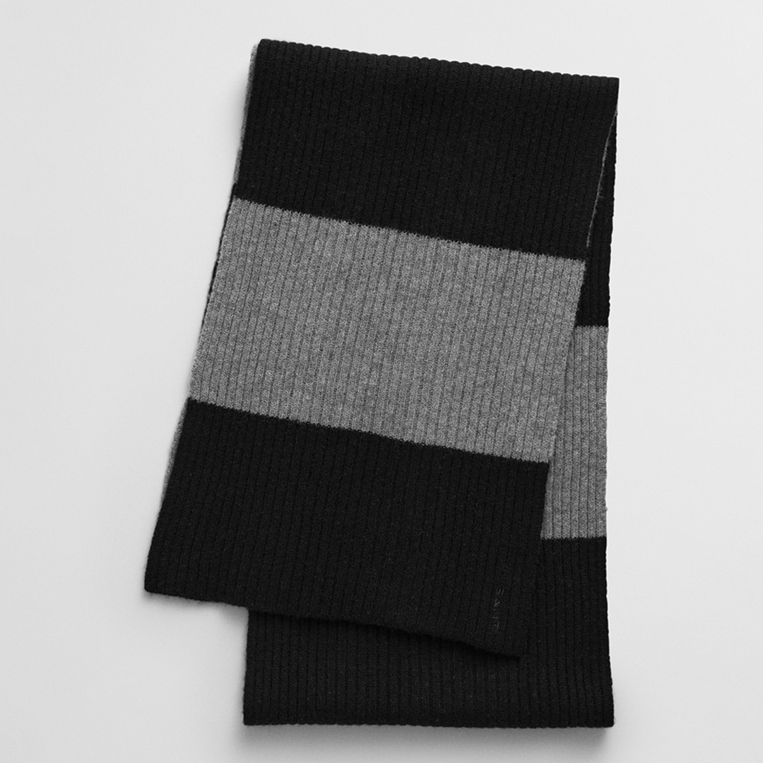 Black Striped Knitted Scarf