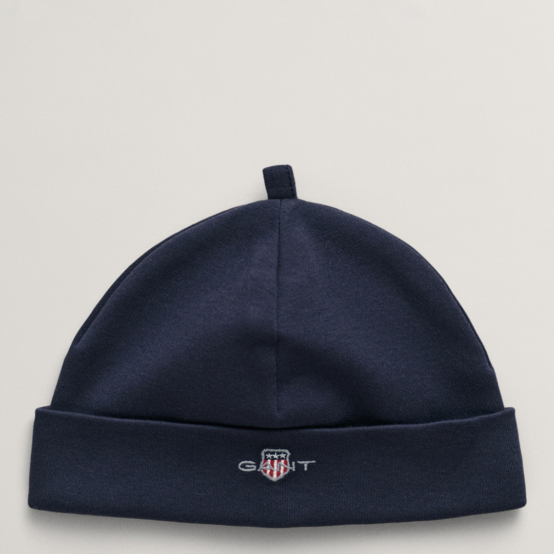 Baby's Navy Blue Shield Cotton Beanie