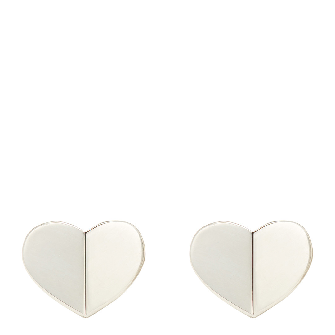 Silver Metal Small Heart Stud Earrings