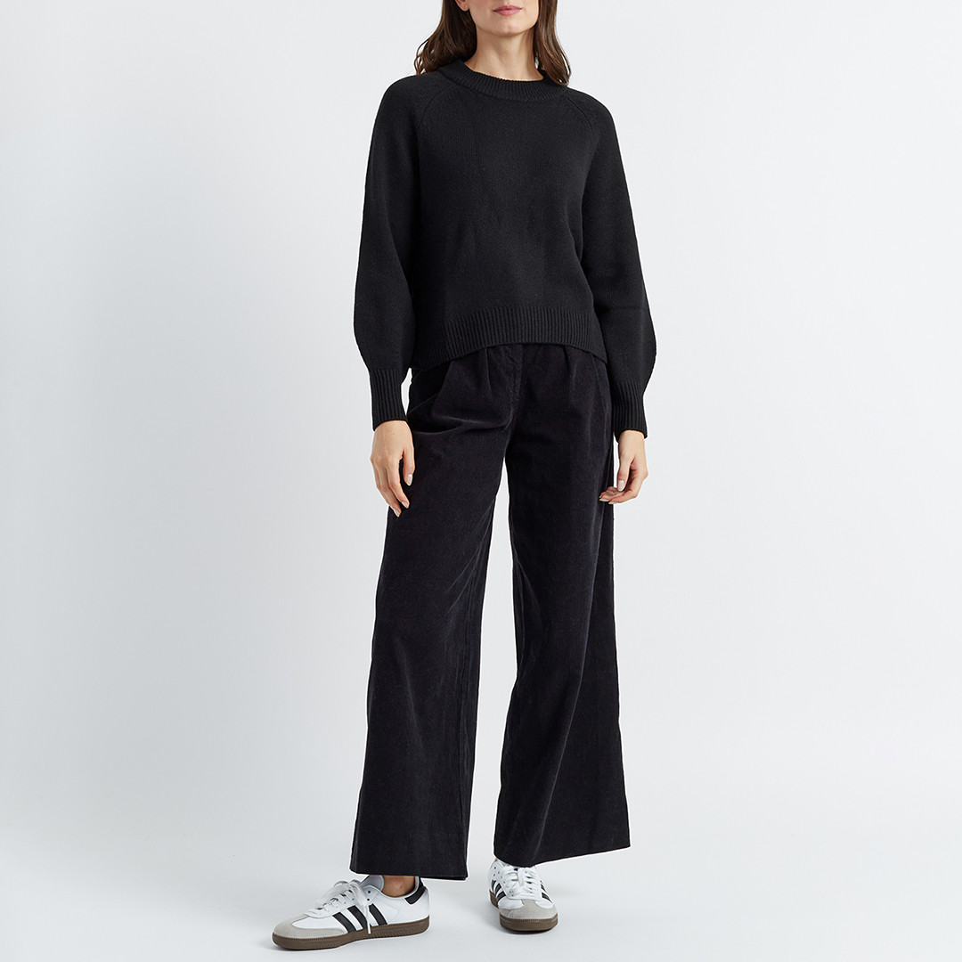 Black Wool Cashmere Blend Oversized Jumper