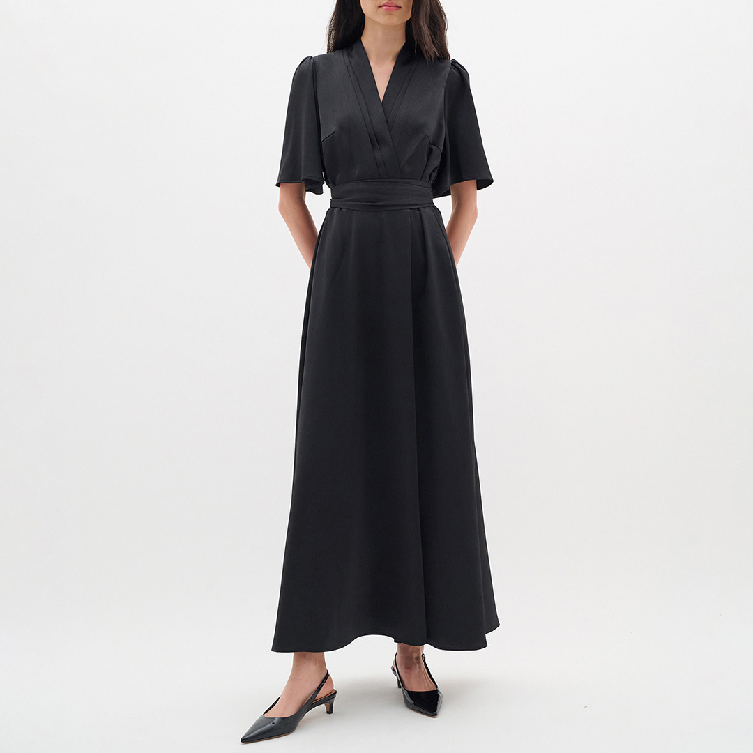 Black Sendra Belted Maxi Dress