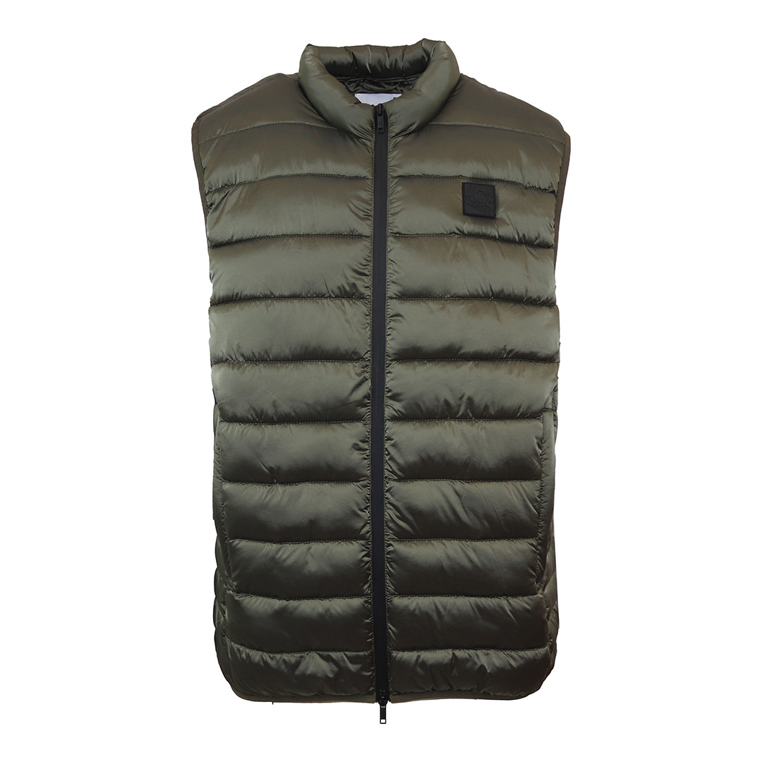 Khaki Green Padded Zip Gilet