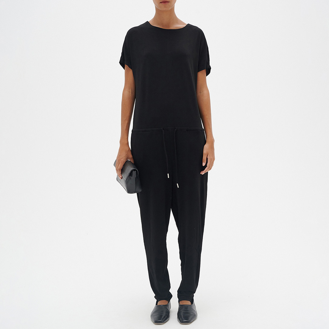 Black Siri Drawstring Jumpsuit