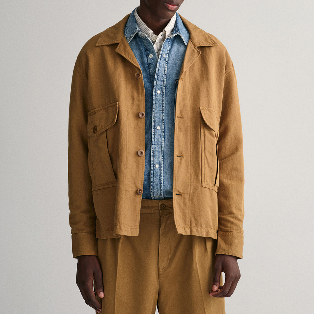 Camel Utility Buttoned Overshirt