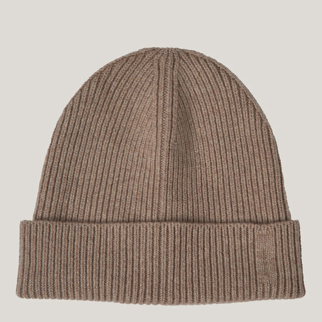 Beige Fine Knitted Wool Beanie