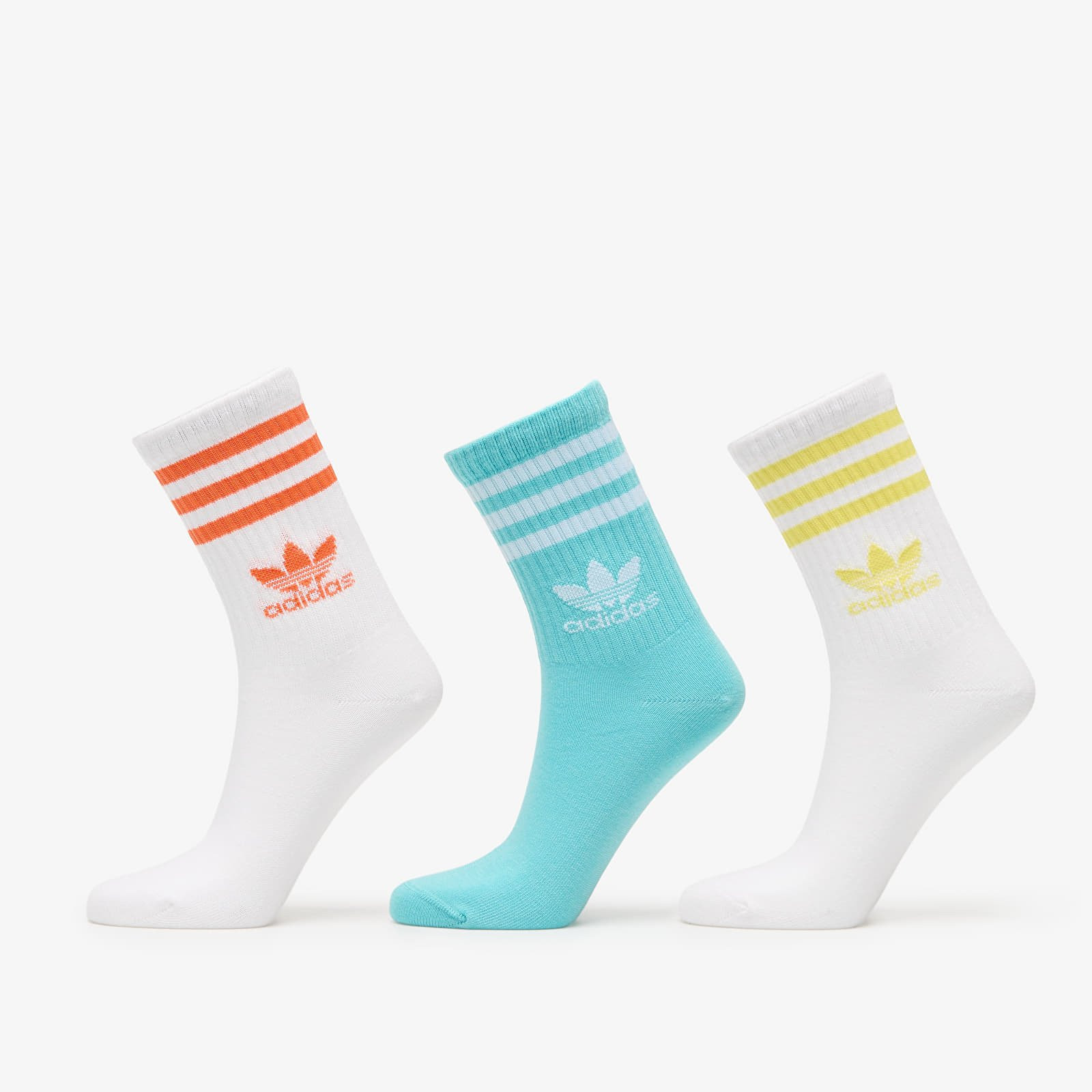 adidas 3 Stripes Crew Sock 3-Pack White/ Easy Mint/ White L