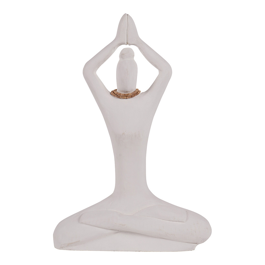 Hand Carved Yoga Lady White  Large