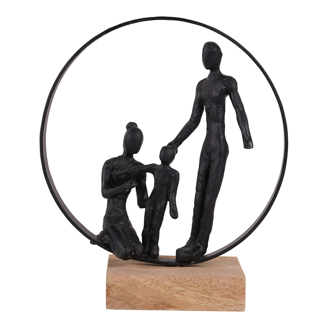 Family Bond Sculpture on Wooden Stand