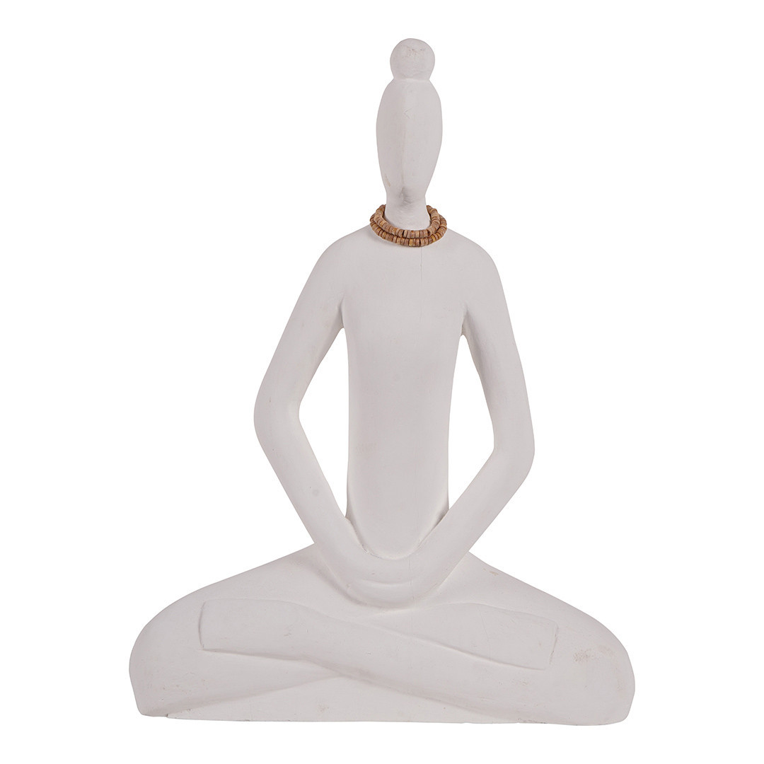 Hand Carved  Yoga Lady White  Small