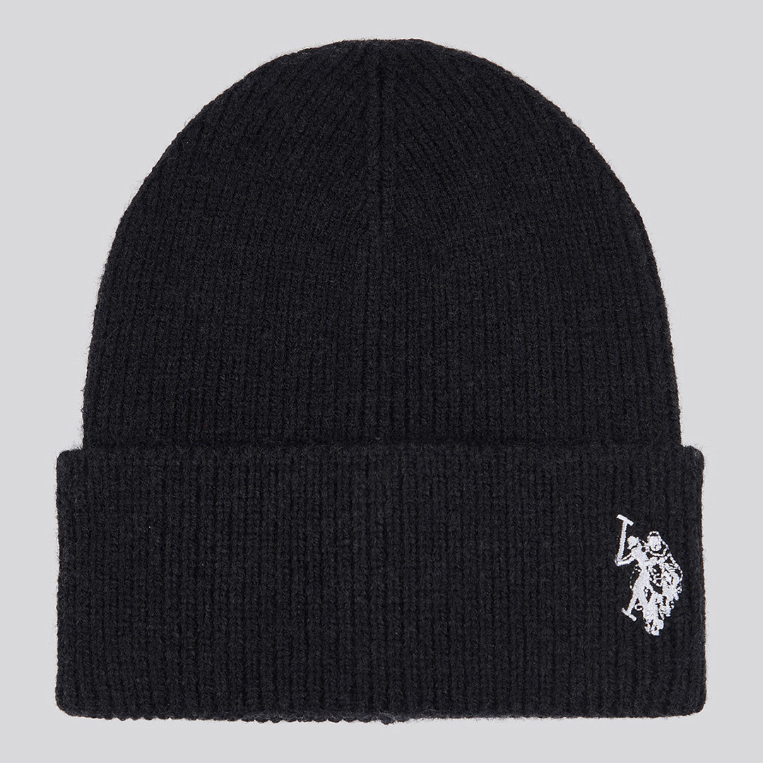 Black Signature Badge Knit Beanie