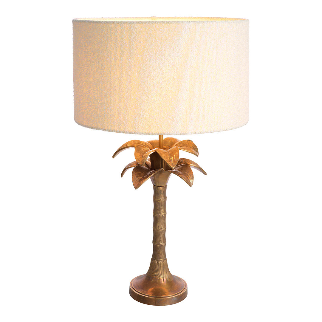 Mediterraneo Table Lamp Vintage Brass incl BouclÃ© Shade