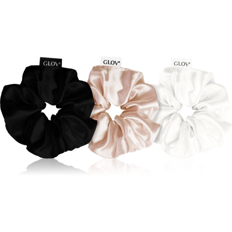 GLOV Satin Scrunchies M hair bands Black/White/Sparkling Wine 3 pc