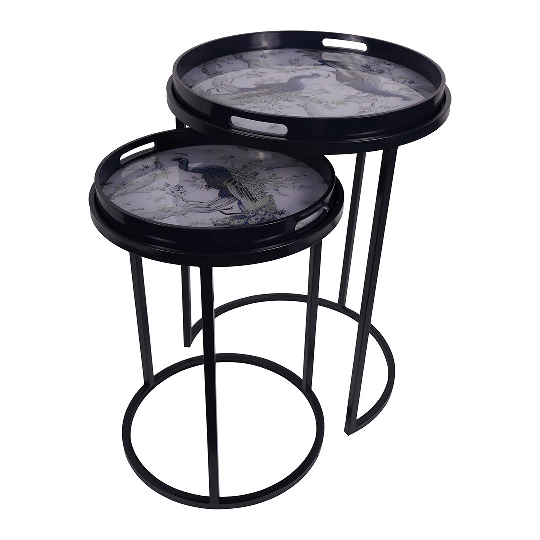 Belvedere Peacock Set Of 2 Side Tray Tables